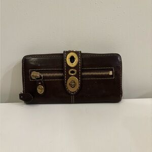 Coach Brown Wallet with Gold Detailing